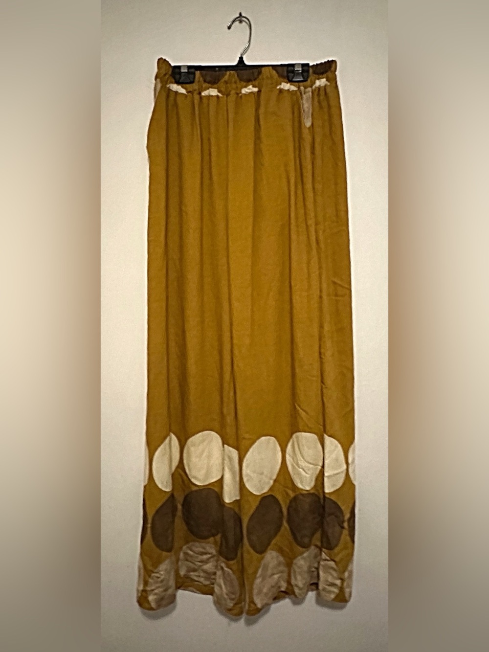 Mustard Yellow Maxi Skirt with Cream Dot Hem